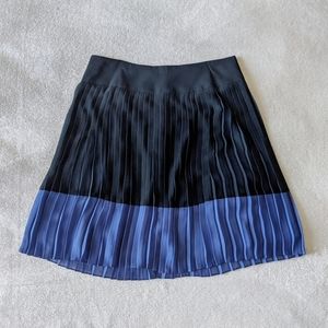 Loft Two Tone Navy/Blue Pleated Skirt